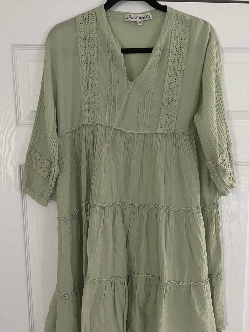 Sundance JP and Mattie Desert Sage Green Tiered Peasant Dress